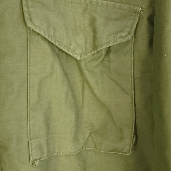 Vtg Military Coat Cold Weather Field Men's Large Distressed OD Green 80s - Picture 12 of 14